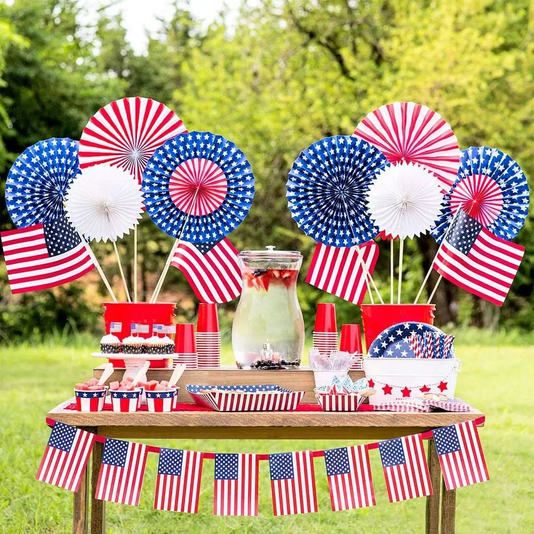 American Flag Paper Straws - Red, White & Blue for Patriotic Parties