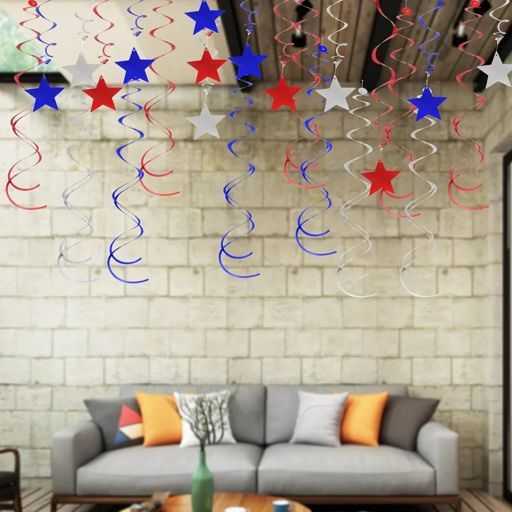 Red, White, and Blue Star Cartouche Ornaments Hanging Banner