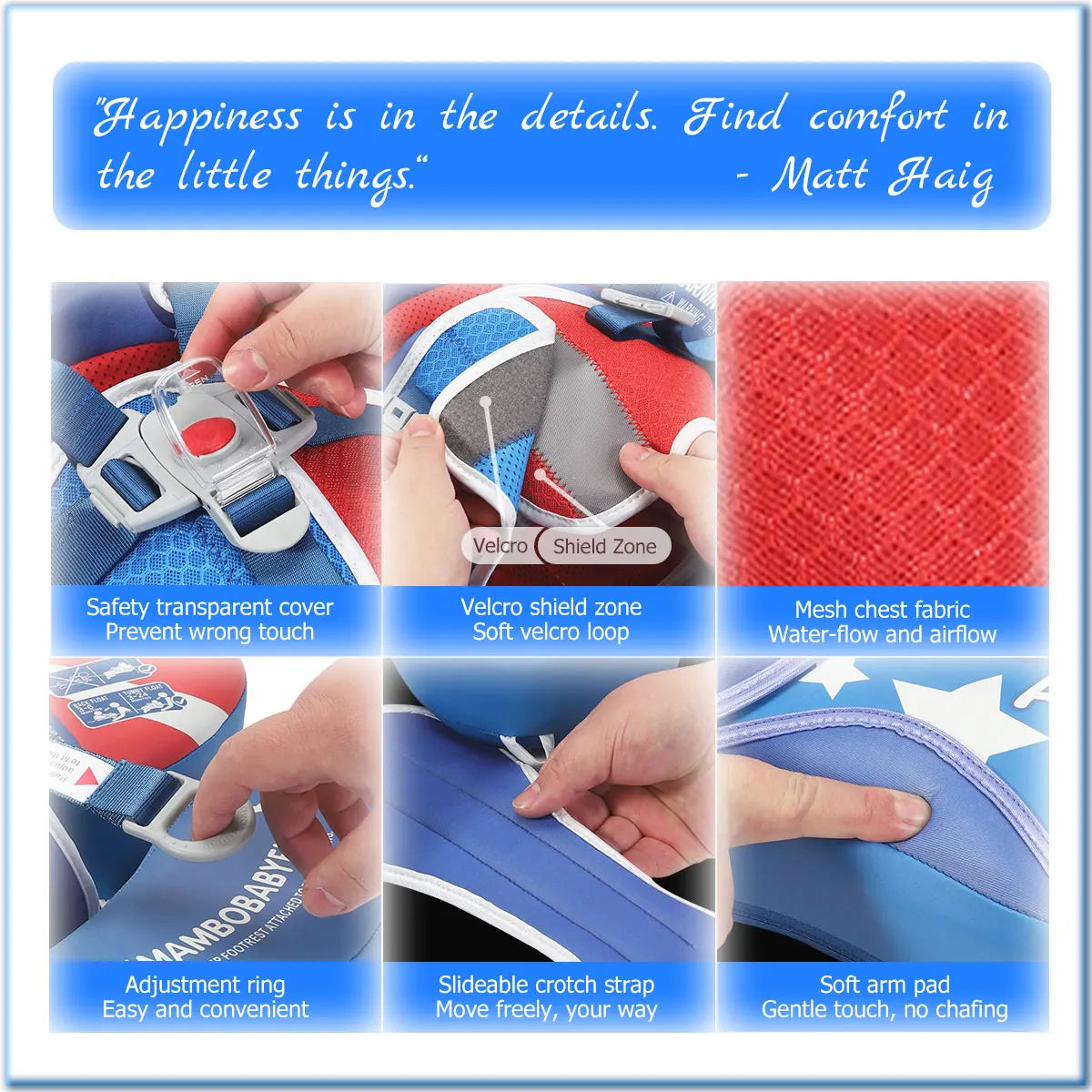 US Flag - Baby Pool Float & Adjustable Canopy