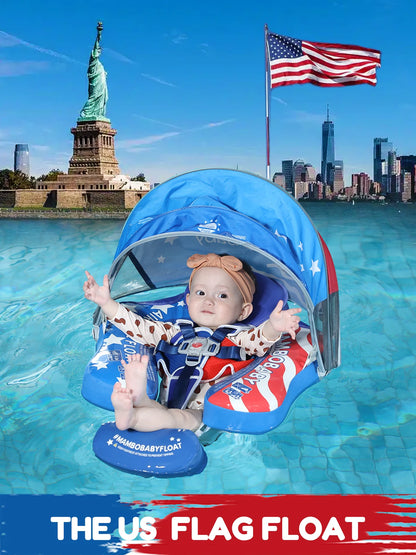 US Flag - Baby Pool Float & Adjustable Canopy