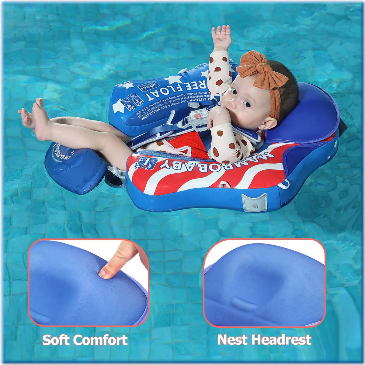 US Flag - Baby Pool Float & Adjustable Canopy
