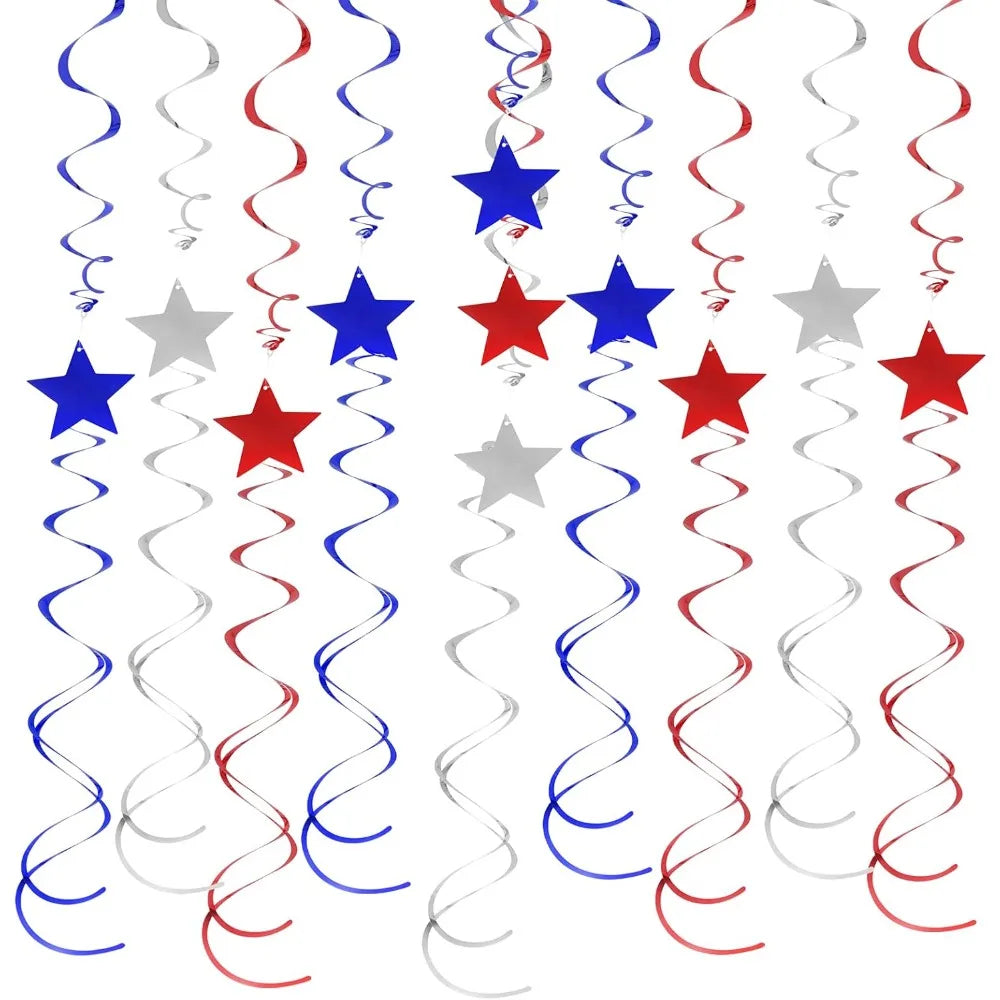 Red, White, and Blue Star Cartouche Ornaments Hanging Banner
