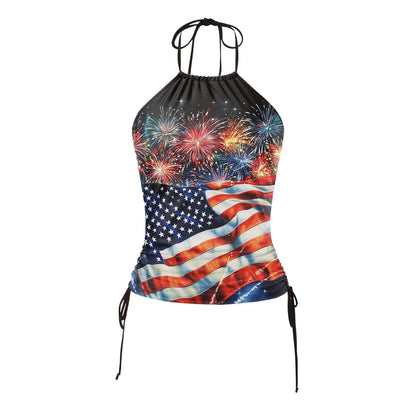 American Flag Print Women's Swimsuit/Tops