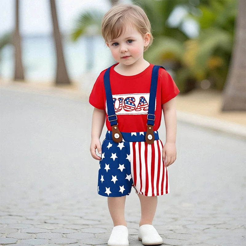 American Flag Toddler Dress Denim Outfit