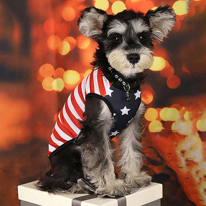 American Flag Printed Dog Bandana & Scarf Set with Adjustable Bow Tie