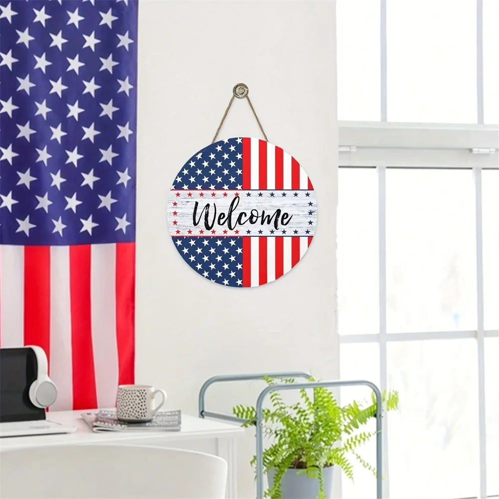 Patriotic "Welcome" Sign – Wall Decor