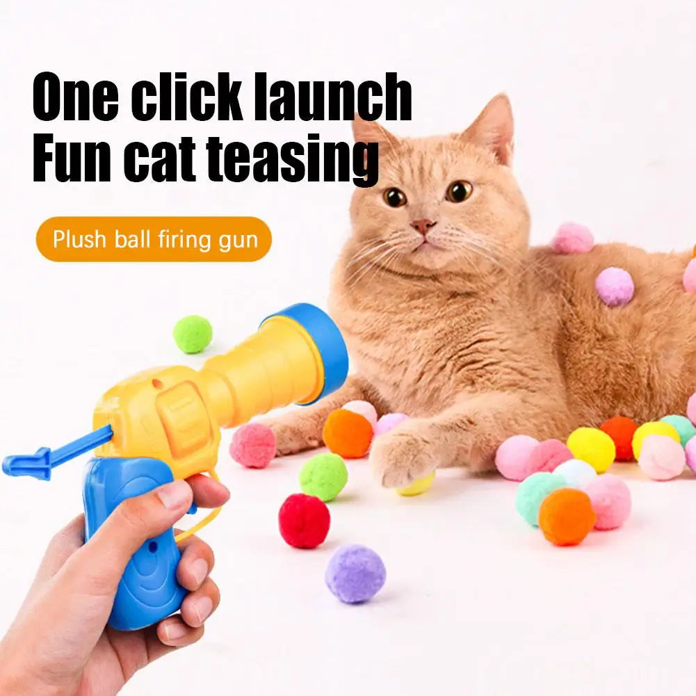 Interactive Cat Launch Toy – Plush Shooting Gun & Ball Games for Kittens & Pets
