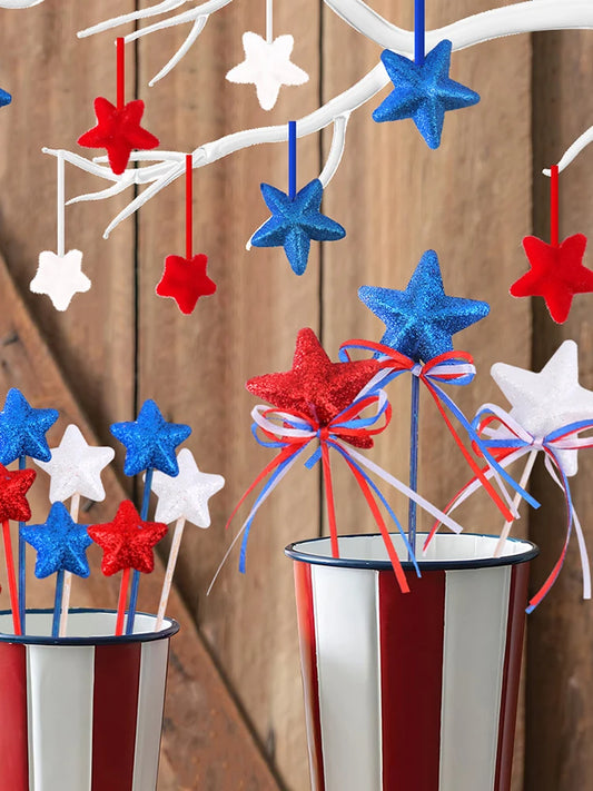 Independence Day Glitter Star Ornaments