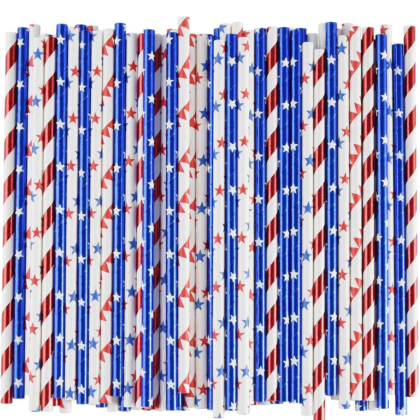American Flag Paper Straws - Red, White & Blue for Patriotic Parties
