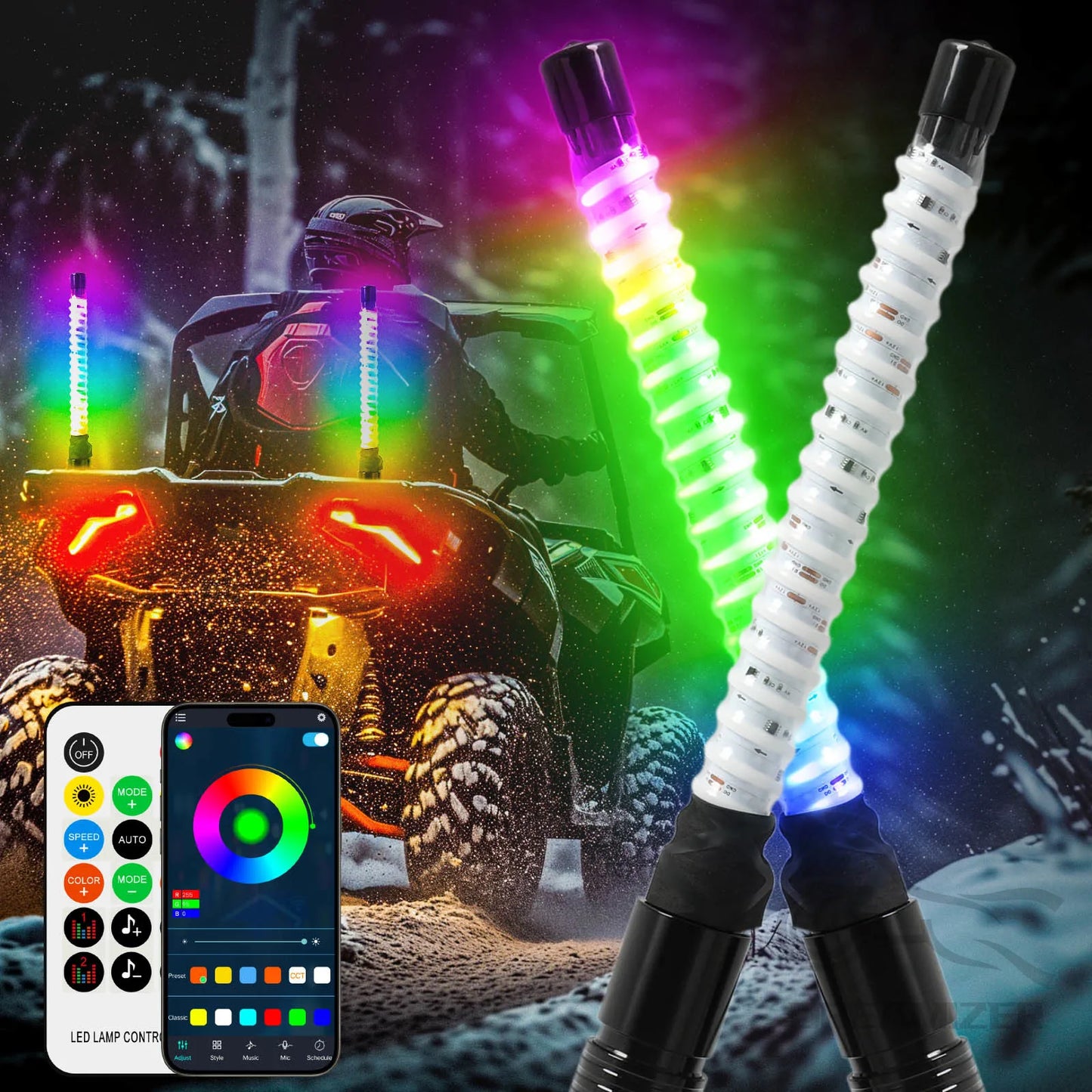 LED Lighted Flagpole Antenna Whips