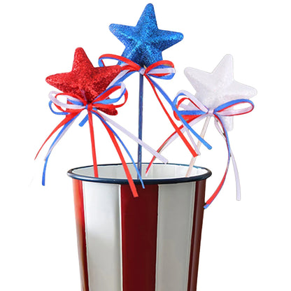 Independence Day - Glitter Table Centerpiece Decor, Foam Stem Sticks