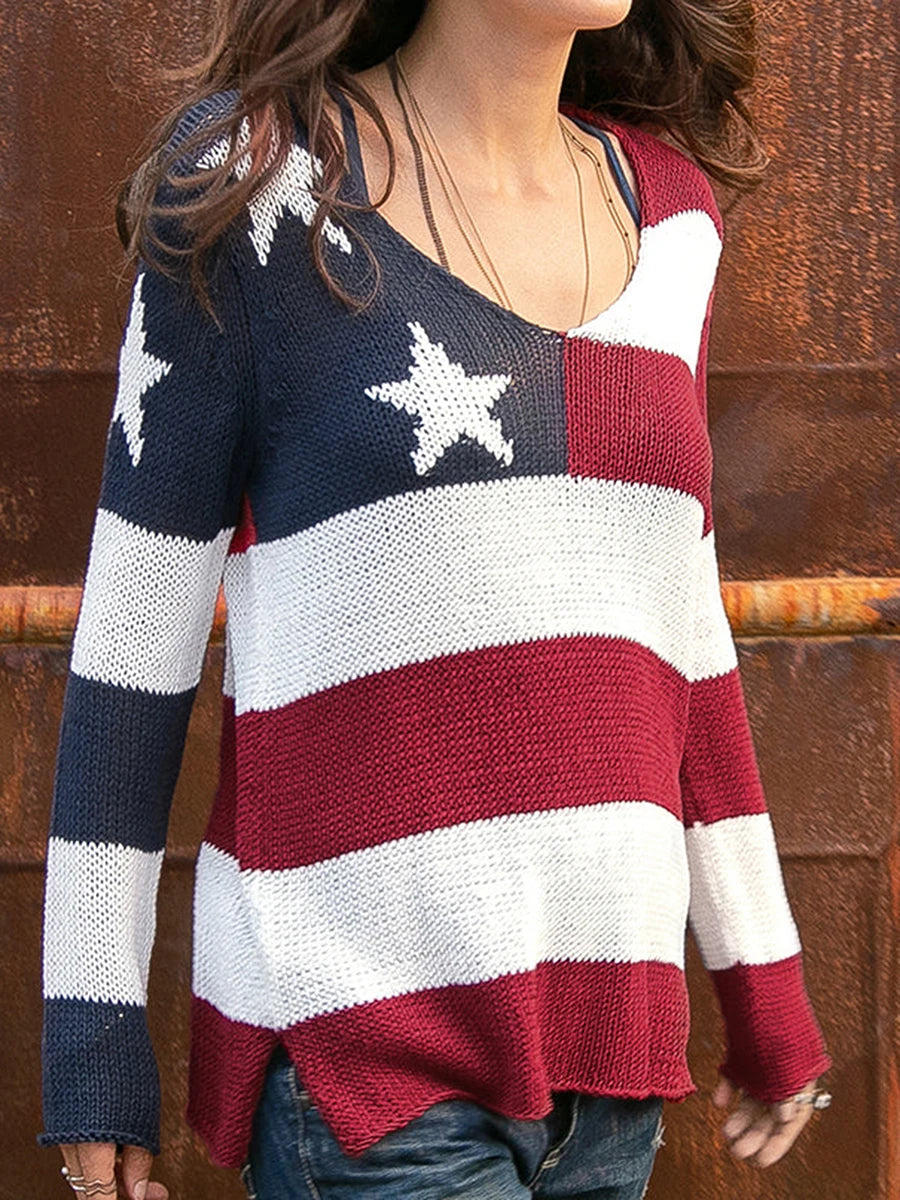 American Flag Women's Knit Top