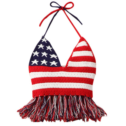 American Flag: Women's Halter Crop Cami Top