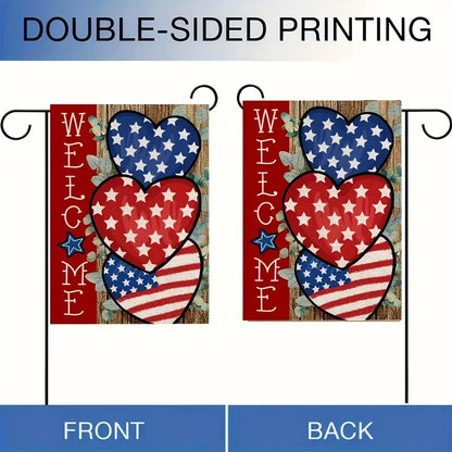 Welcome America Banner - Double-Sided Hearts & Stars