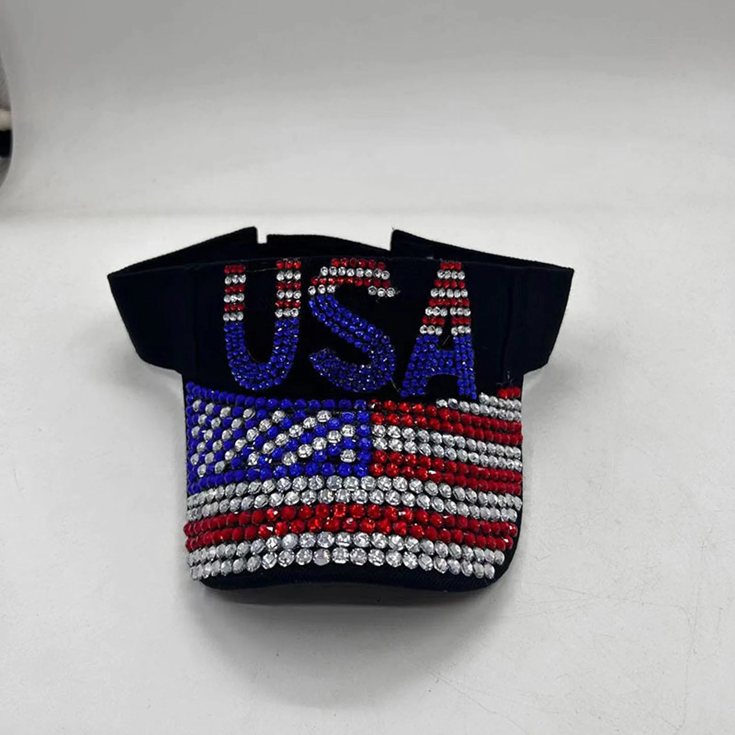 Patriotic Rhinestone Sun Visor for Women