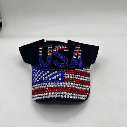 Patriotic Rhinestone Sun Visor for Women