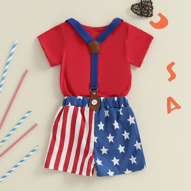 American Flag Toddler Dress Denim Outfit