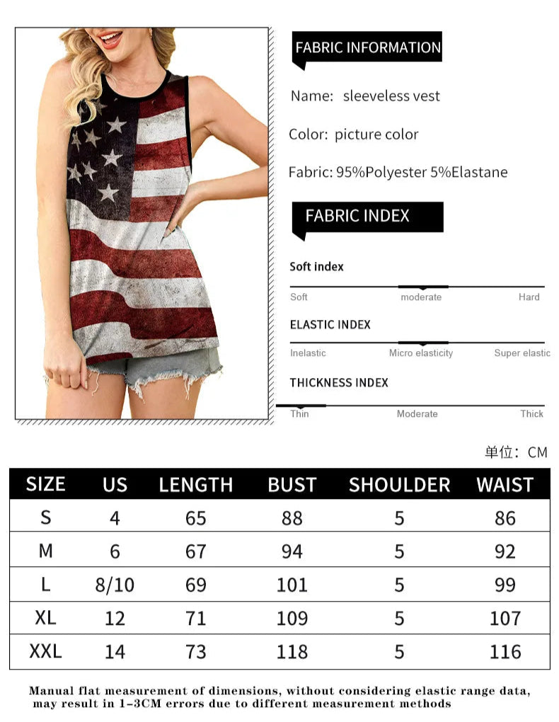 USA Flag Vest & Tee - For Women`s
