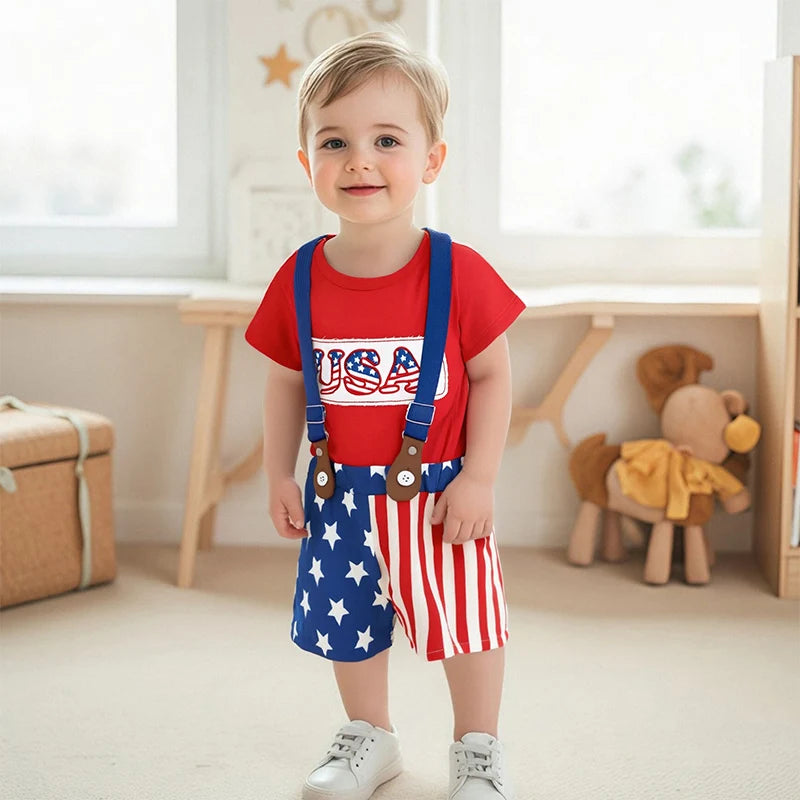 American Flag Toddler Dress Denim Outfit