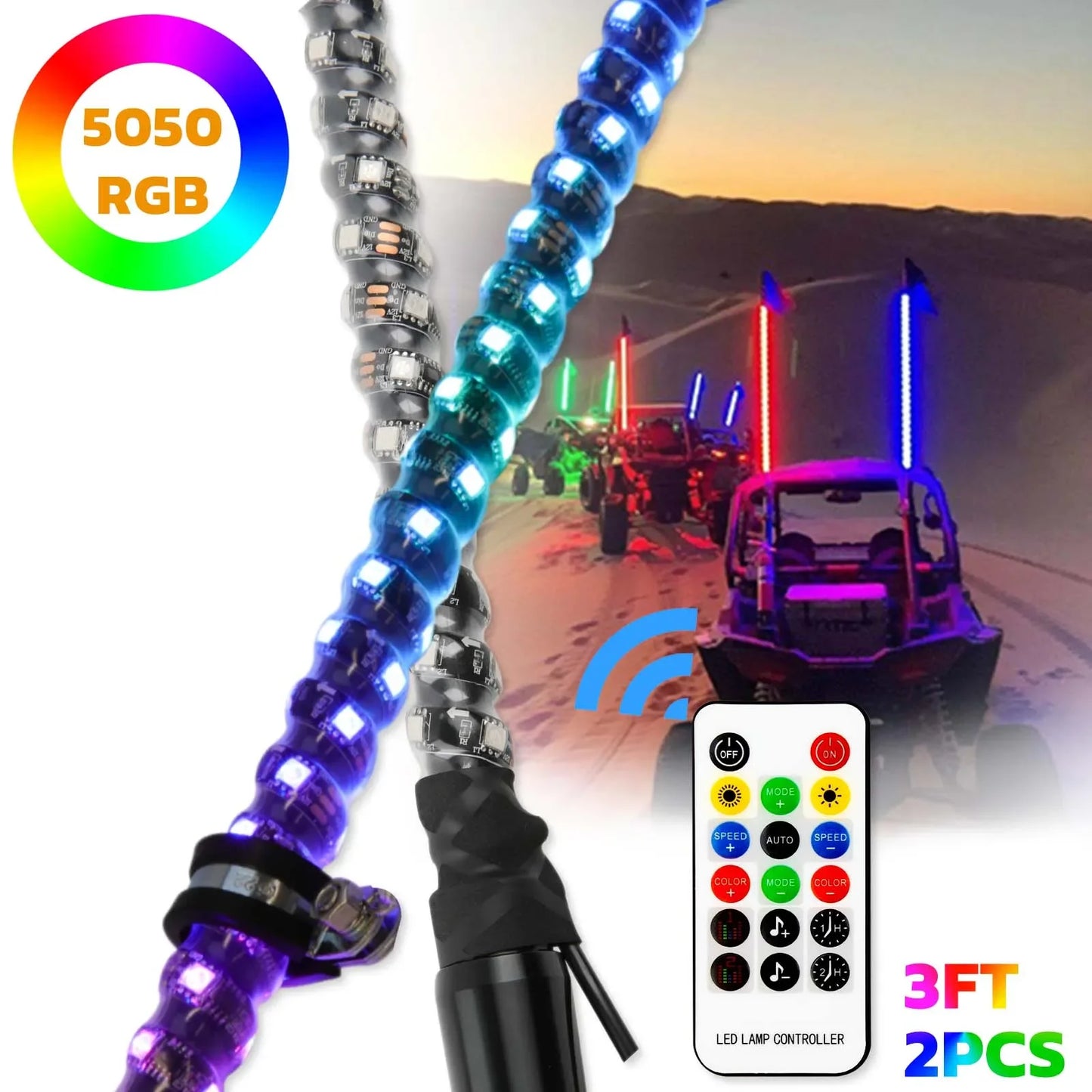 Spiral LED Whip Lights