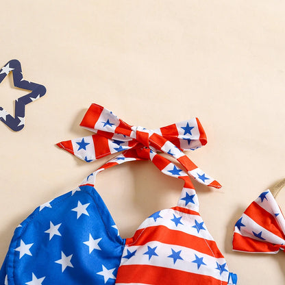 American Flag Pattern Baby Girls Outfit