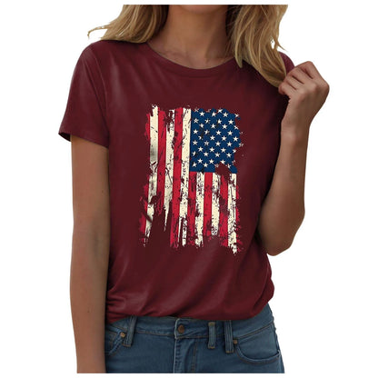 American Flag & Star T-Shirt For Women`s