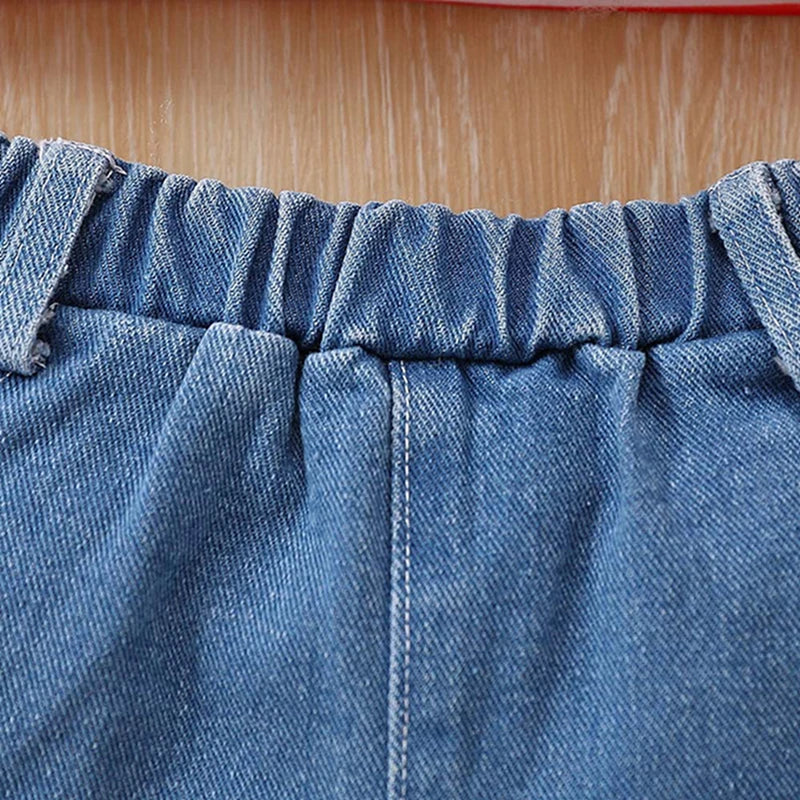 American Flag Print Girls Top & Denim Shorts