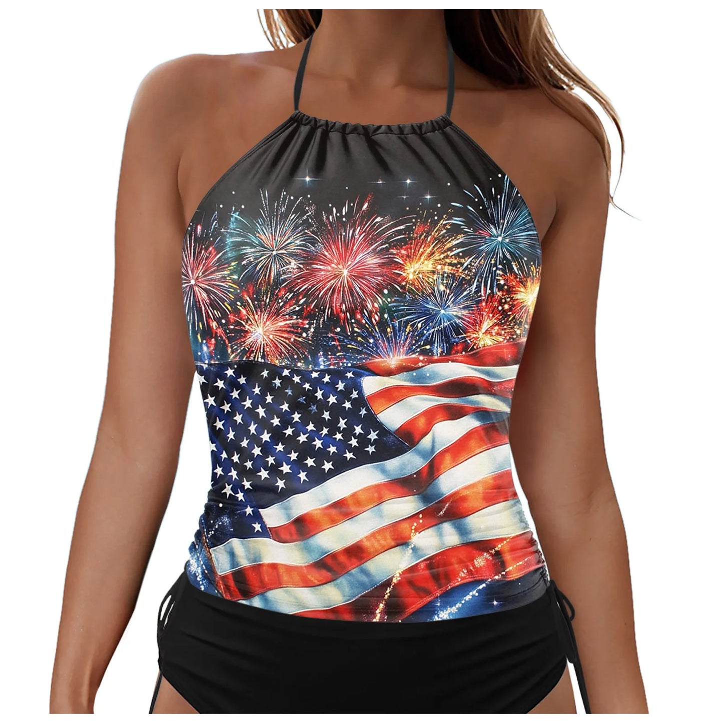 American Flag Print Women's Swimsuit/Tops