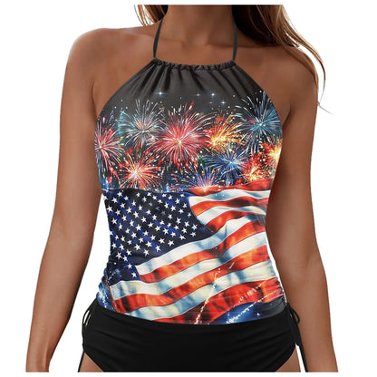 American Flag Print Women's Swimsuit/Tops