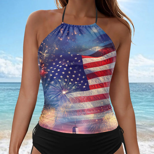 American Flag Print Women's Swimsuit/Tops