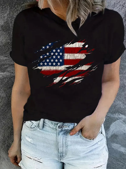 American Flag Graphic T-Shirt for Women