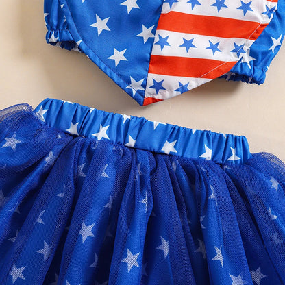 American Flag Pattern Baby Girls Outfit
