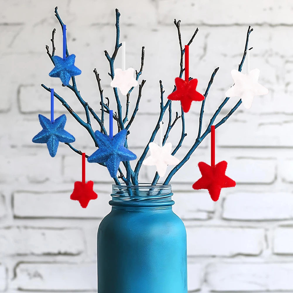 Independence Day - Glitter Table Centerpiece Decor, Foam Stem Sticks