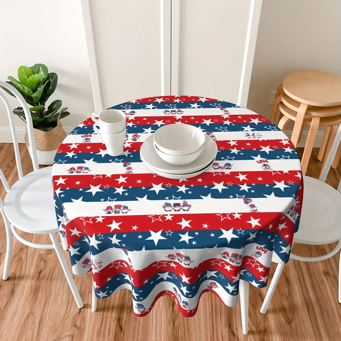 Independence Day Starry Round Tablecloth