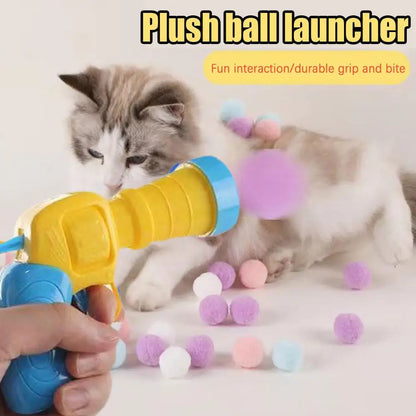 Interactive Cat Launch Toy – Plush Shooting Gun & Ball Games for Kittens & Pets