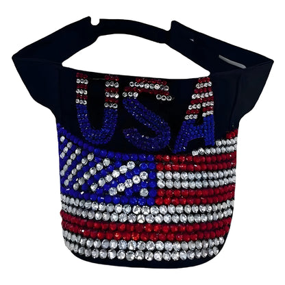 Patriotic Rhinestone Sun Visor for Women