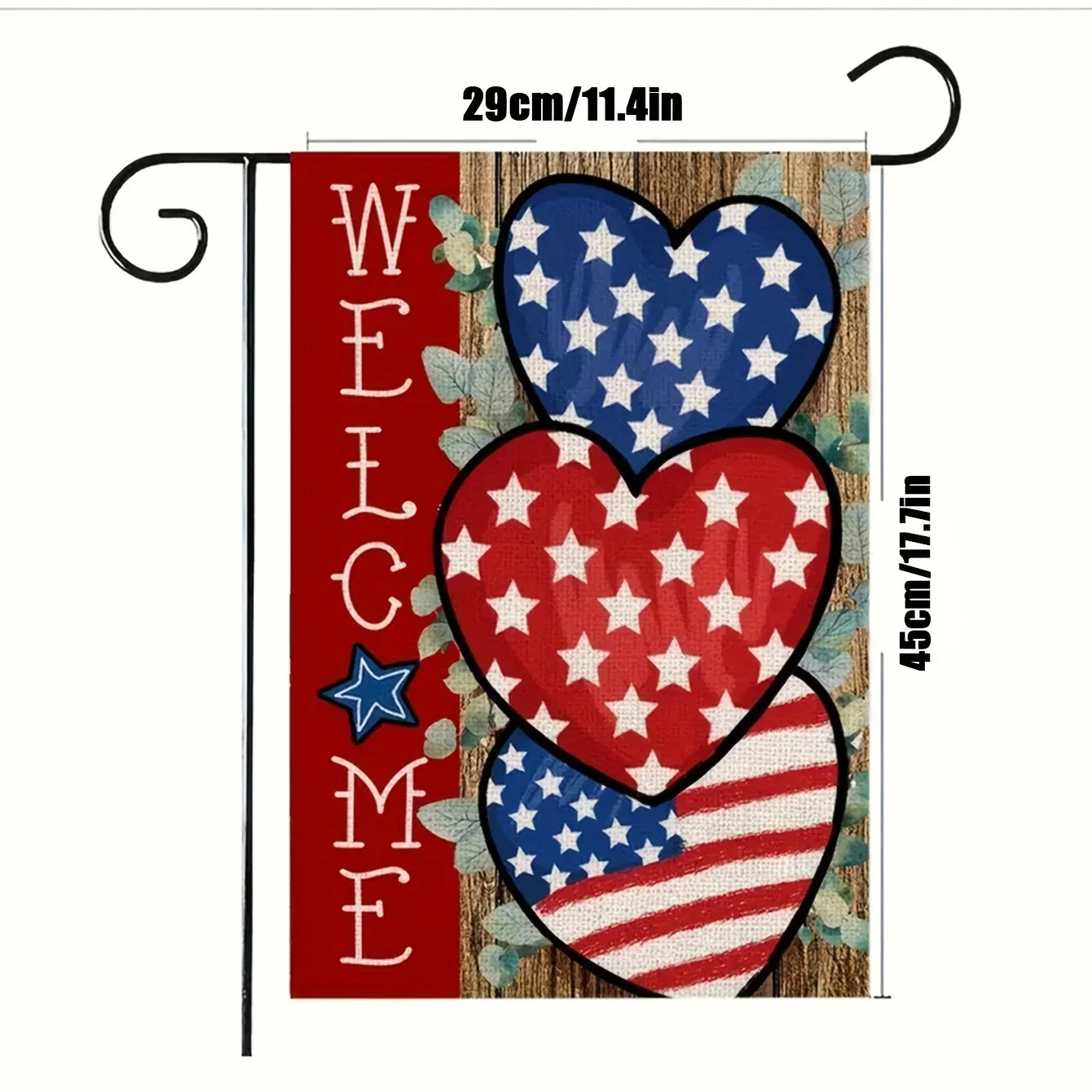 Welcome America Banner - Double-Sided Hearts & Stars