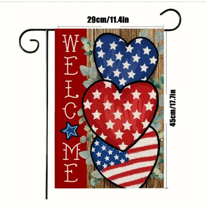 Welcome America Banner - Double-Sided Hearts & Stars