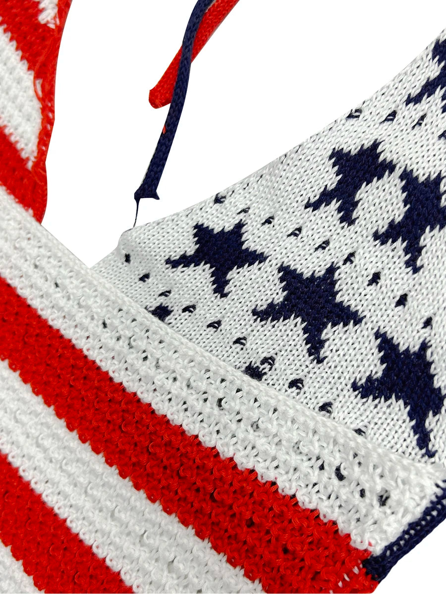 American Flag: Women's Halter Crop Cami Top