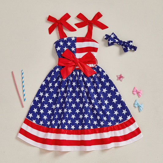 Girls' Fourth of July Outfit with Matching Headband