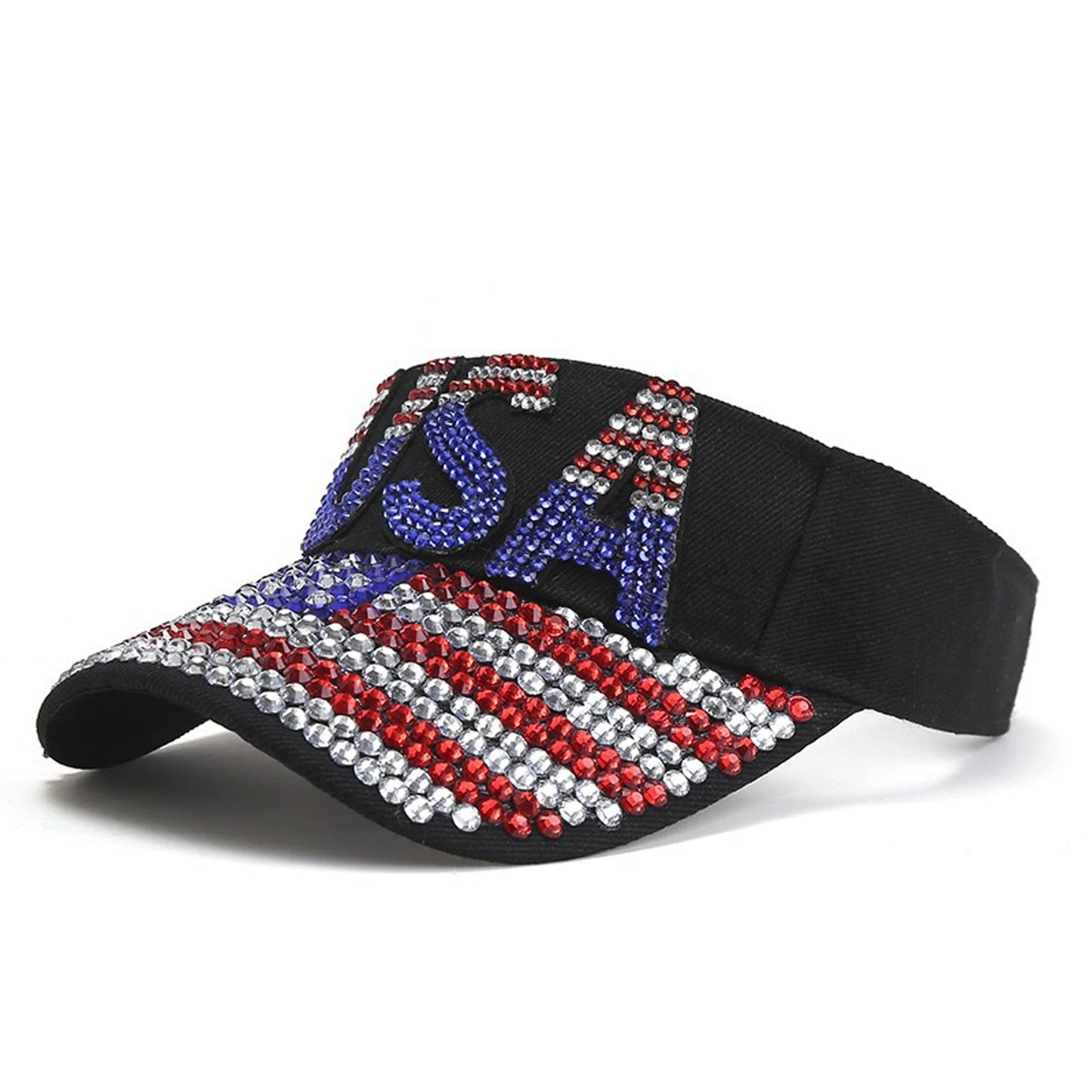 Patriotic Rhinestone Sun Visor for Women