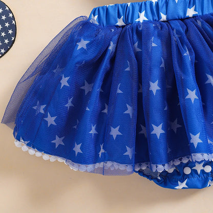 American Flag Pattern Baby Girls Outfit