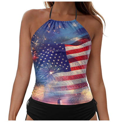 American Flag Print Women's Swimsuit/Tops