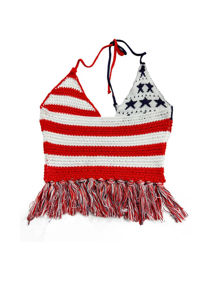 American Flag: Women's Halter Crop Cami Top