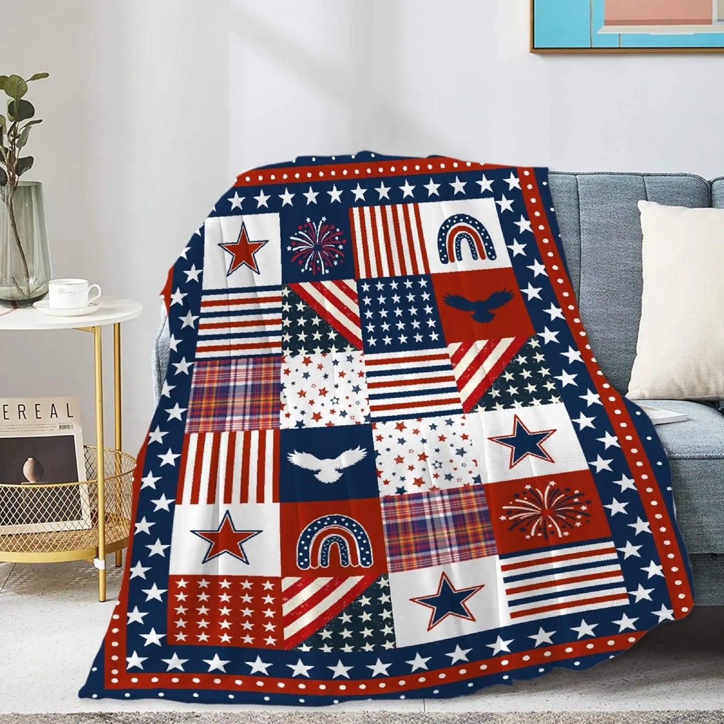 USA Flag & Star Design Blanket