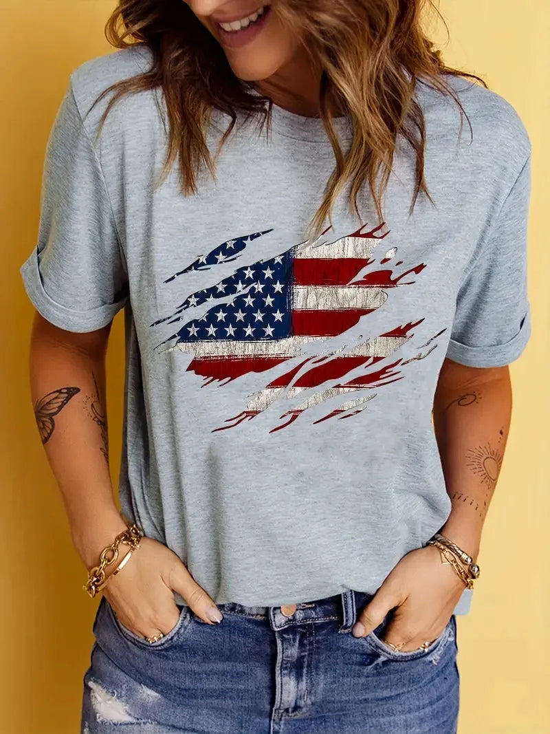 American Flag Graphic T-Shirt for Women