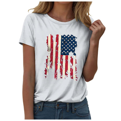 American Flag & Star T-Shirt For Women`s
