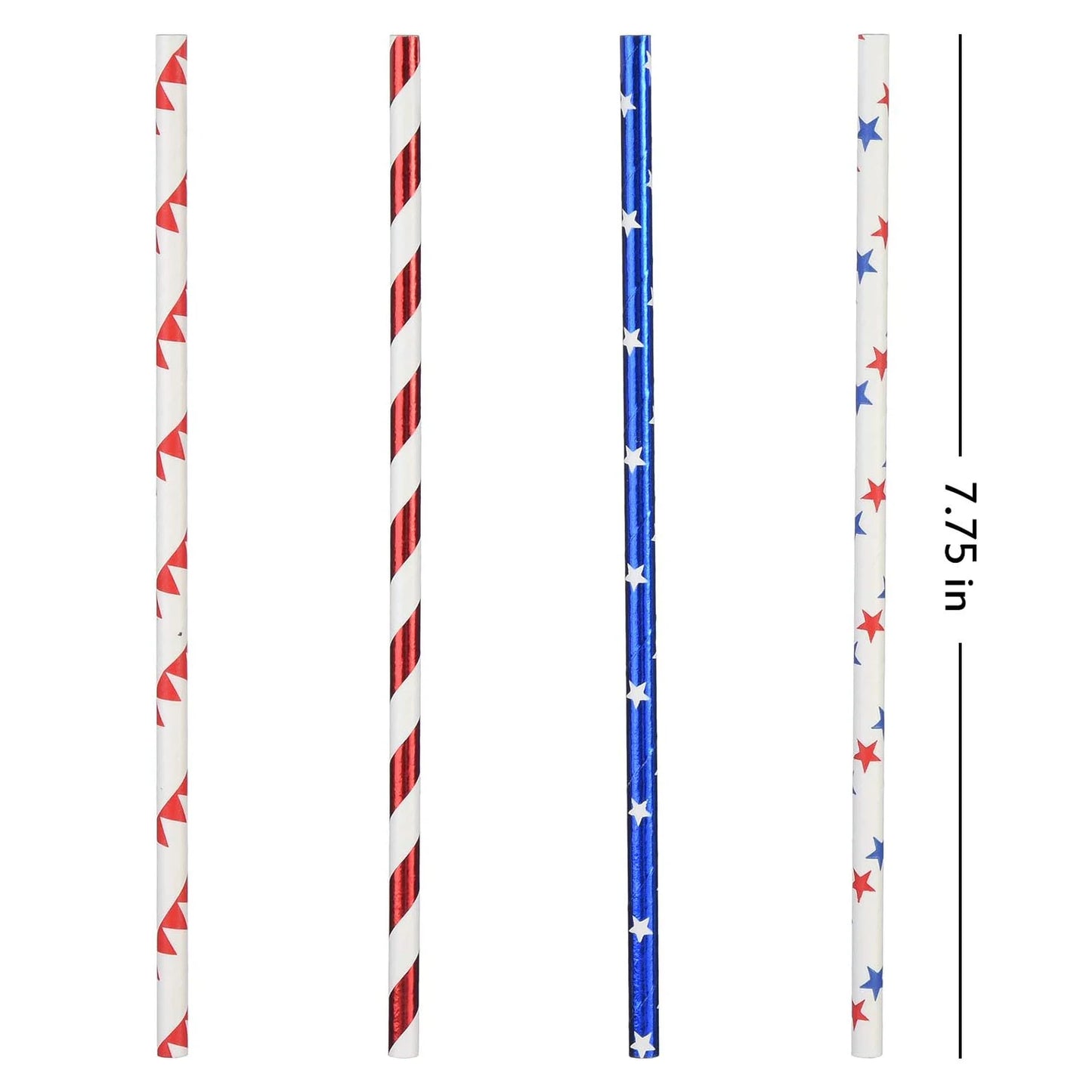 American Flag Paper Straws - Red, White & Blue for Patriotic Parties