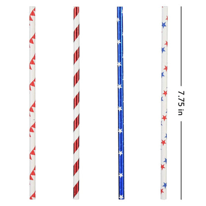 American Flag Paper Straws - Red, White & Blue for Patriotic Parties