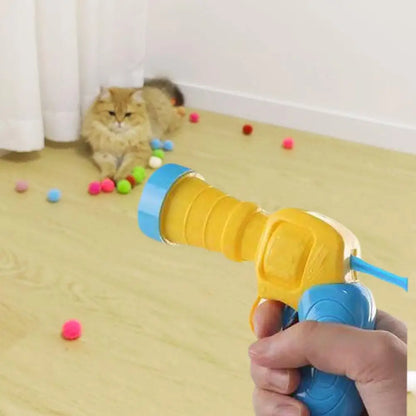 Interactive Cat Launch Toy – Plush Shooting Gun & Ball Games for Kittens & Pets
